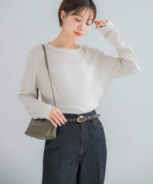 URBAN RESEARCH ROSSO WOMEN（アーバンリサーチ　ロッソ）の「シルク混ドッキングカットソー（Tシャツ/カットソー・レディース・ベージュ系その他/オフホワイト/ブラック・FREE）」の9枚目の写真