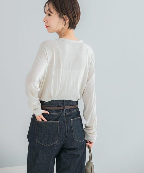 URBAN RESEARCH ROSSO WOMEN（アーバンリサーチ　ロッソ）の「シルク混ドッキングカットソー（Tシャツ/カットソー・レディース・ベージュ系その他/オフホワイト/ブラック・FREE）」の10枚目の写真