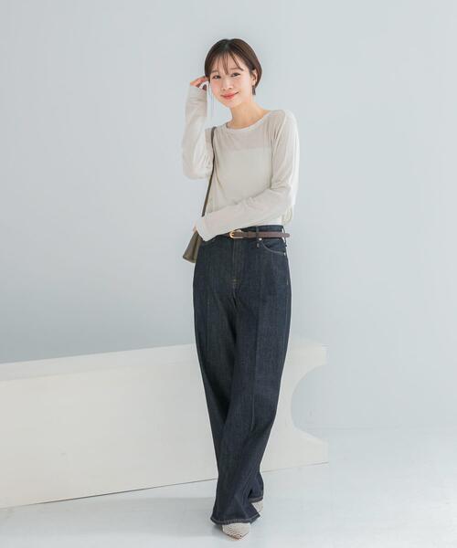 URBAN RESEARCH ROSSO WOMEN（アーバンリサーチ　ロッソ）の「シルク混ドッキングカットソー（Tシャツ/カットソー・レディース・ベージュ系その他/オフホワイト/ブラック・FREE）」の11枚目の写真