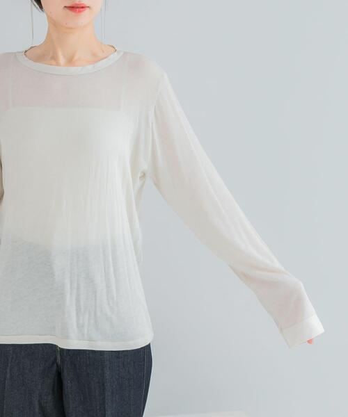 URBAN RESEARCH ROSSO WOMEN（アーバンリサーチ　ロッソ）の「シルク混ドッキングカットソー（Tシャツ/カットソー・レディース・ベージュ系その他/オフホワイト/ブラック・FREE）」の15枚目の写真