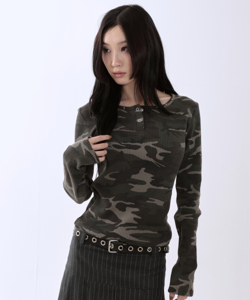 runningHIGH（ランニングハイ）の「カモフラージュ L/S Tシャツ [グリーン]（Tシャツ/カットソー・レディース・その他・FREE）」の5枚目の写真