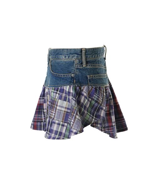 HYSTERIC GLAMOUR（ヒステリックグラマー）の「ガーゼチェックリメイクデニムミニスカート（スカート・レディース・ライトインディゴブルー・SMALL）」の3枚目の写真
