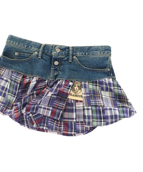 HYSTERIC GLAMOUR（ヒステリックグラマー）の「ガーゼチェックリメイクデニムミニスカート（スカート・レディース・ライトインディゴブルー・SMALL）」の5枚目の写真