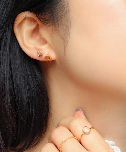 セール】【WEB限定】K18vermeil 透かし 天然石ピアス（ピアス（両耳用