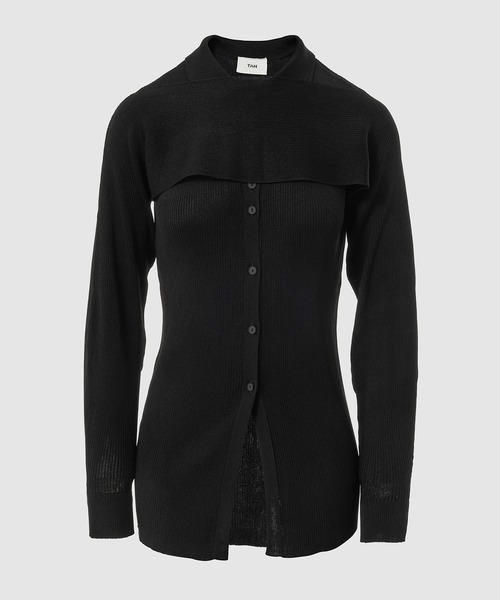 TAN(タン)の「2-PIECE RIBBED CARDIGAN(カーディガン/ボレロ・レディース・ブラック・FREE)」の1枚目の写真