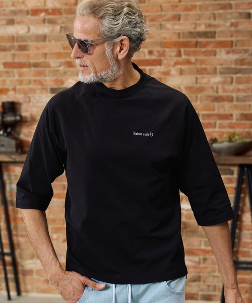 Maison code 13(メゾンコードサーティーン)の「mlt5603-raglan sleeve cut sew ラグランスリーブカットソー(M26S-28)(Tシャツ/カットソー・メンズ・ネイビー/ホワイト/ブラック・S/M/L/XL)」の16枚目の写真