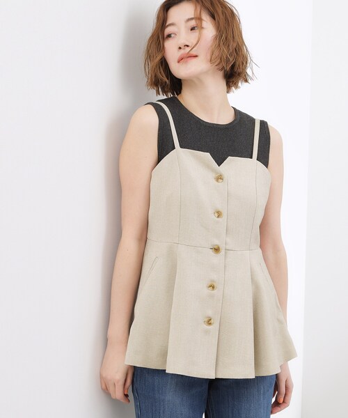 grove(グローブ)の「【カセット服】リネンライク ペプラムビスチェ(シャツ/ブラウス・レディース・ベージュ/ブラック/グレー・02/03/04)」の3枚目の写真