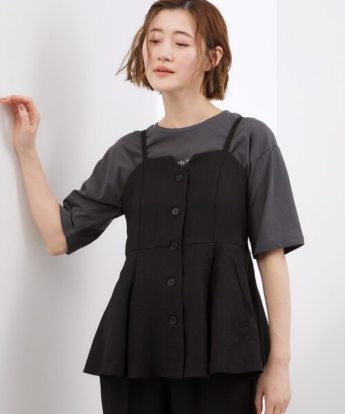 grove(グローブ)の「【カセット服】リネンライク ペプラムビスチェ(シャツ/ブラウス・レディース・ベージュ/ブラック/グレー・02/03/04)」の8枚目の写真