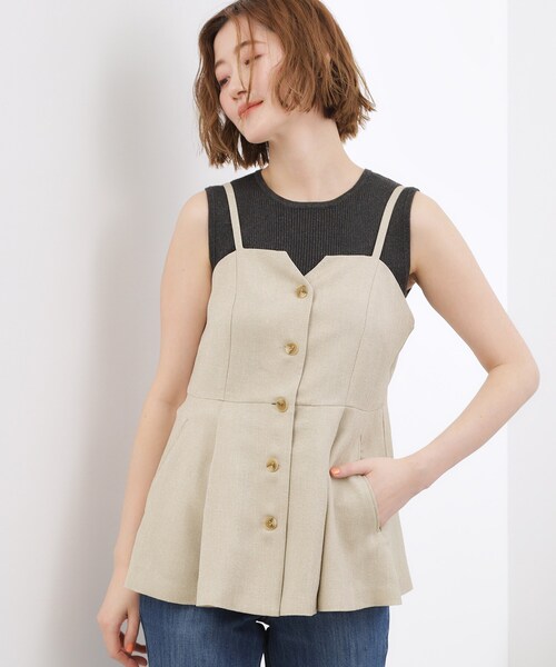 grove(グローブ)の「【カセット服】リネンライク ペプラムビスチェ(シャツ/ブラウス・レディース・ベージュ/ブラック/グレー・02/03/04)」の12枚目の写真