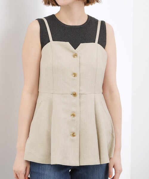 grove(グローブ)の「【カセット服】リネンライク ペプラムビスチェ(シャツ/ブラウス・レディース・ベージュ/ブラック/グレー・02/03/04)」の16枚目の写真