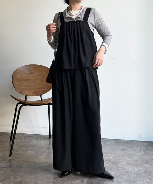 un dix cors（アンディコール）の「フロントタックジレセット（ワンピース・レディース・ブラック/ベージュ/イエロー・FREE）」の13枚目の写真