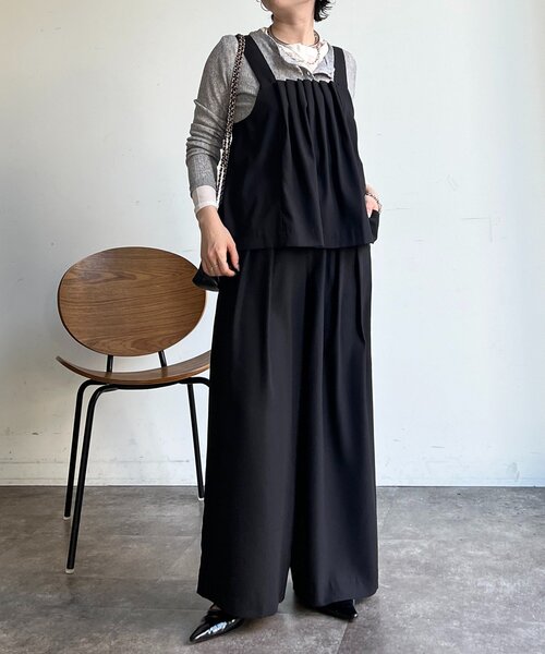 un dix cors（アンディコール）の「フロントタックジレセット（ワンピース・レディース・ブラック/ベージュ/イエロー・FREE）」の17枚目の写真