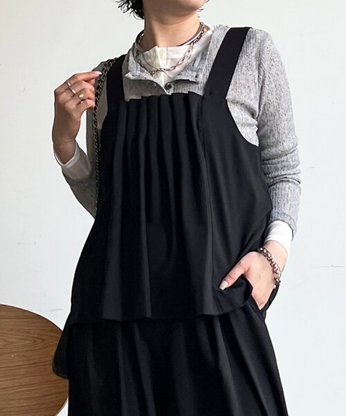 un dix cors（アンディコール）の「フロントタックジレセット（ワンピース・レディース・ブラック/ベージュ/イエロー・FREE）」の18枚目の写真