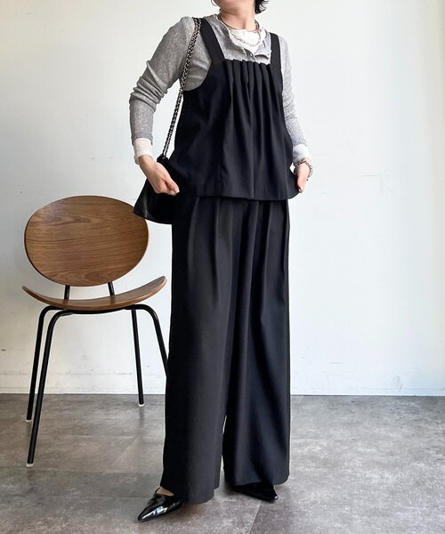 un dix cors（アンディコール）の「フロントタックジレセット（ワンピース・レディース・ブラック/ベージュ/イエロー・FREE）」の20枚目の写真