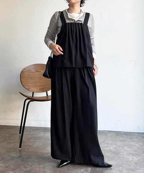 un dix cors（アンディコール）の「フロントタックジレセット（ワンピース・レディース・ブラック/ベージュ/イエロー・FREE）」の22枚目の写真