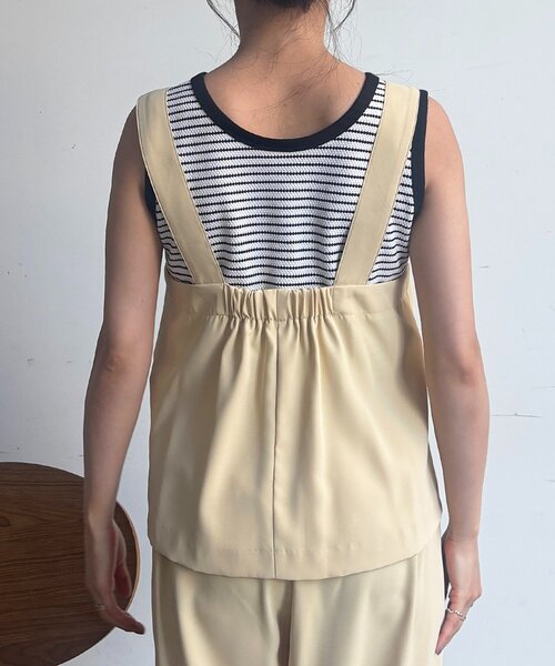 un dix cors（アンディコール）の「フロントタックジレセット（ワンピース・レディース・ブラック/ベージュ/イエロー・FREE）」の4枚目の写真