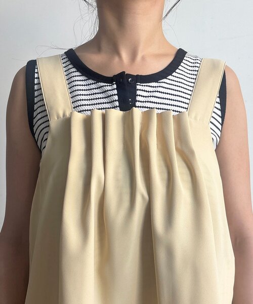 un dix cors（アンディコール）の「フロントタックジレセット（ワンピース・レディース・ブラック/ベージュ/イエロー・FREE）」の5枚目の写真