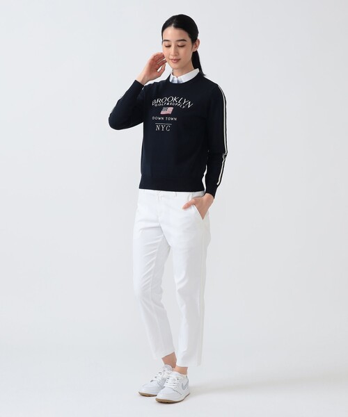 BEAMS GOLF（ビームスゴルフ）の「PURPLE LABEL / スリット ストレッチ サブリナパンツ（吸水速乾・UVカット）（その他パンツ・レディース・ピンク/ネイビー・SMALL/MEDIUM/LARGE）」の3枚目の写真