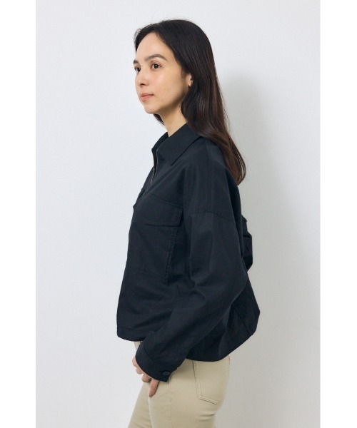 AZUL by moussy(アズールバイマウジー)の「ソフトリネンステンカラーショートブルゾン 春服 秋服(ブルゾン・レディース・ブラック/ライトベージュ/カーキ・FREE)」の7枚目の写真