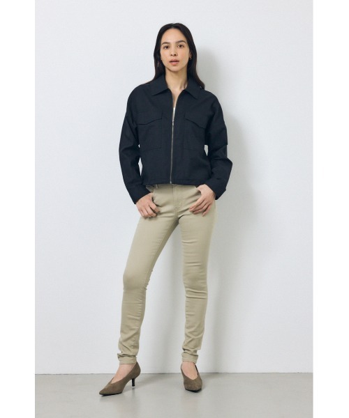 AZUL by moussy(アズールバイマウジー)の「ソフトリネンステンカラーショートブルゾン 春服 秋服(ブルゾン・レディース・ブラック/ライトベージュ/カーキ・FREE)」の9枚目の写真