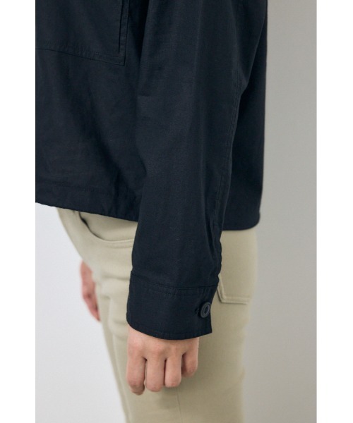 AZUL by moussy(アズールバイマウジー)の「ソフトリネンステンカラーショートブルゾン 春服 秋服(ブルゾン・レディース・ブラック/ライトベージュ/カーキ・FREE)」の12枚目の写真