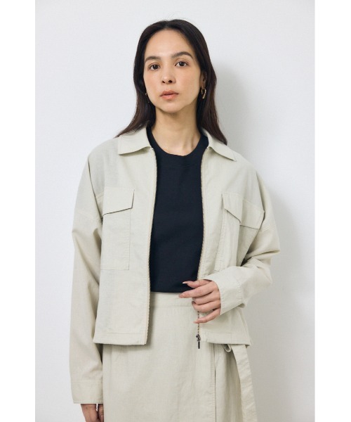 AZUL by moussy(アズールバイマウジー)の「ソフトリネンステンカラーショートブルゾン 春服 秋服(ブルゾン・レディース・ブラック/ライトベージュ/カーキ・FREE)」の13枚目の写真