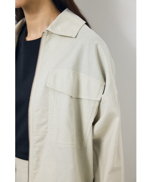 AZUL by moussy(アズールバイマウジー)の「ソフトリネンステンカラーショートブルゾン 春服 秋服(ブルゾン・レディース・ブラック/ライトベージュ/カーキ・FREE)」の18枚目の写真