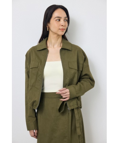 AZUL by moussy(アズールバイマウジー)の「ソフトリネンステンカラーショートブルゾン 春服 秋服(ブルゾン・レディース・ブラック/ライトベージュ/カーキ・FREE)」の21枚目の写真