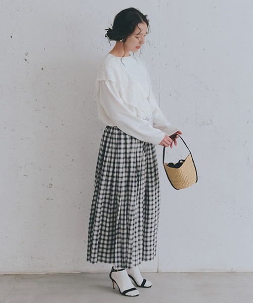 studio CLIP(スタディオクリップ)の「マルチWAY12ゲージレース付きプルオーバー(ニット/セーター・レディース・ネイビー/ホワイト/レッド・FREE)」の4枚目の写真