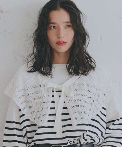 studio CLIP(スタディオクリップ)の「マルチWAY12ゲージレース付きプルオーバー(ニット/セーター・レディース・ネイビー/ホワイト/レッド・FREE)」の10枚目の写真