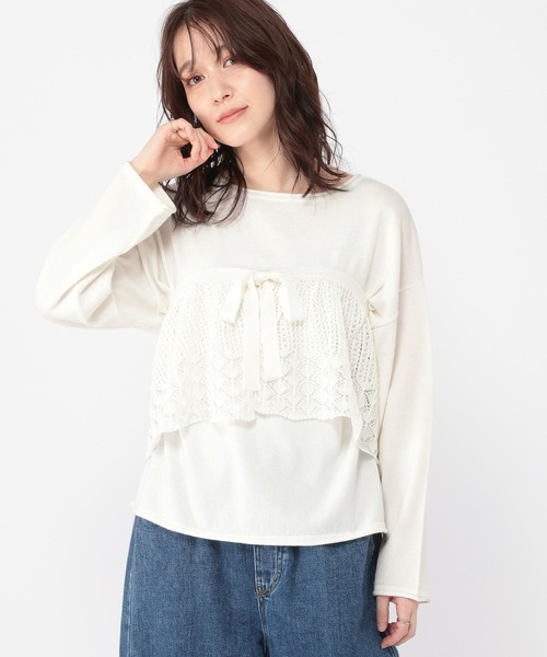 studio CLIP(スタディオクリップ)の「マルチWAY12ゲージレース付きプルオーバー(ニット/セーター・レディース・ネイビー/ホワイト/レッド・FREE)」の11枚目の写真