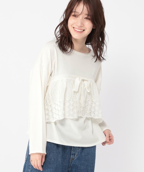 studio CLIP(スタディオクリップ)の「マルチWAY12ゲージレース付きプルオーバー(ニット/セーター・レディース・ネイビー/ホワイト/レッド・FREE)」の12枚目の写真