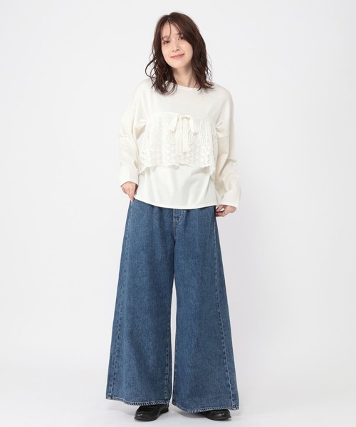 studio CLIP(スタディオクリップ)の「マルチWAY12ゲージレース付きプルオーバー(ニット/セーター・レディース・ネイビー/ホワイト/レッド・FREE)」の14枚目の写真