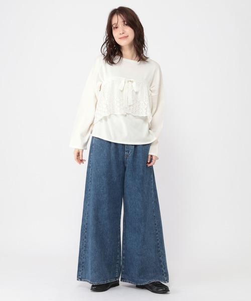 studio CLIP(スタディオクリップ)の「マルチWAY12ゲージレース付きプルオーバー(ニット/セーター・レディース・ネイビー/ホワイト/レッド・FREE)」の15枚目の写真