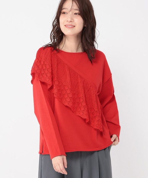 studio CLIP(スタディオクリップ)の「マルチWAY12ゲージレース付きプルオーバー(ニット/セーター・レディース・ネイビー/ホワイト/レッド・FREE)」の18枚目の写真