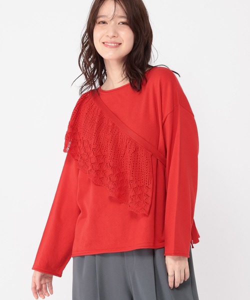 studio CLIP(スタディオクリップ)の「マルチWAY12ゲージレース付きプルオーバー(ニット/セーター・レディース・ネイビー/ホワイト/レッド・FREE)」の19枚目の写真