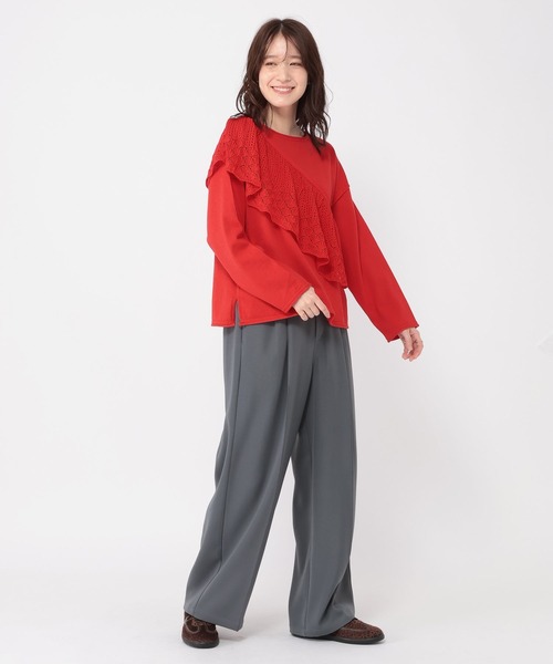 studio CLIP(スタディオクリップ)の「マルチWAY12ゲージレース付きプルオーバー(ニット/セーター・レディース・ネイビー/ホワイト/レッド・FREE)」の21枚目の写真