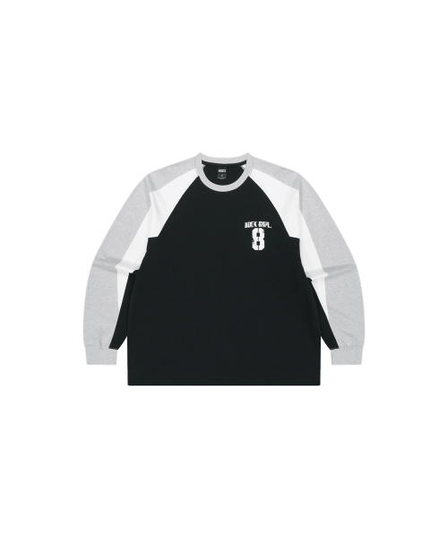 HDEX(エイチデックス)の「ナンバー8 ラグランブロックロングスリーブ (ブラック)(Tシャツ/カットソー・メンズ・ブラック・MEDIUM/LARGE/X-LARGE/2XL)」の2枚目の写真