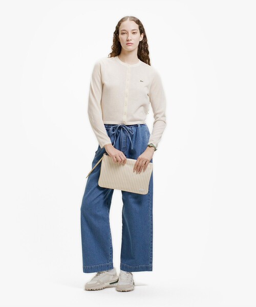 LACOSTE/ラメニットカーディガン フローラルジャカードシャギーニットカーディガン AH2923 - ラコステ