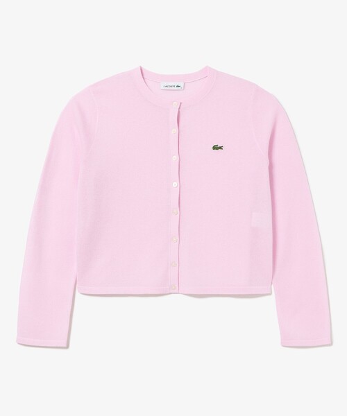 LACOSTE(ラコステ)の「丸首ラメ クロップド丈 ハイゲージニットカーディガン(カーディガン/ボレロ・レディース・ピンク/ライトグリーン/オフホワイト・40/38/36/34)」の9枚目の写真