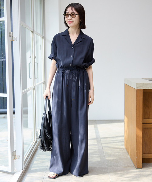 SLOBE IENA（スローブイエナ）の「《WEB限定/》ハーフスリーブオールインワン（つなぎ/オールインワン・レディース・ブラック/ネイビー・36/38）」の4枚目の写真