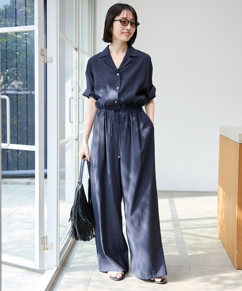 SLOBE IENA（スローブイエナ）の「《WEB限定/》ハーフスリーブオールインワン（つなぎ/オールインワン・レディース・ブラック/ネイビー・36/38）」の6枚目の写真