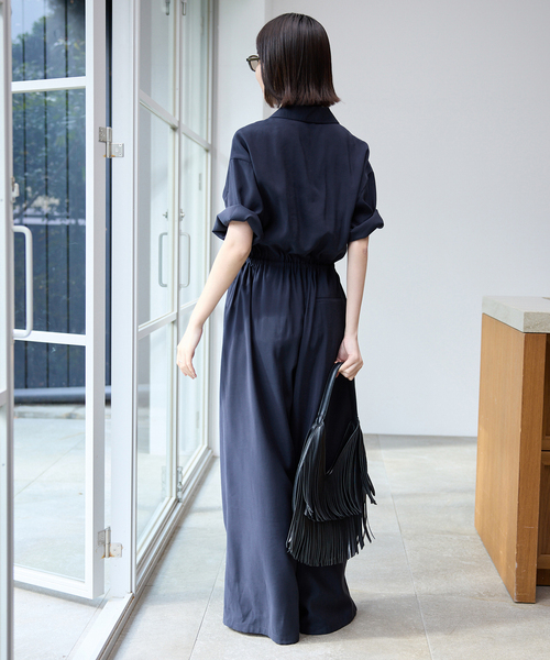 SLOBE IENA（スローブイエナ）の「《WEB限定/》ハーフスリーブオールインワン（つなぎ/オールインワン・レディース・ブラック/ネイビー・36/38）」の8枚目の写真