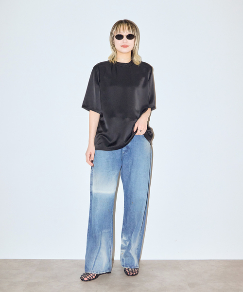 CITYSHOP(シティーショップ)の「SATIN Tシャツ(Tシャツ/カットソー・レディース・ホワイト/ブラック/シルバー・FREE)」の5枚目の写真