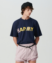 [コレクションライン] ハンドメイドパッチディテール 20番手半袖Tシャツ ネイビー
