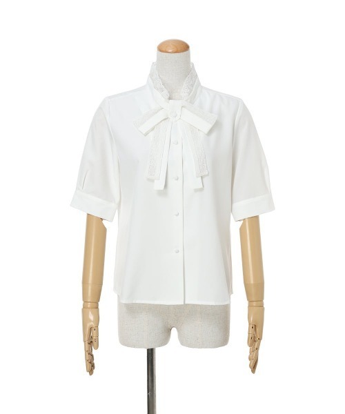 F i.n.t（フィント）の「レースレイヤードボウタイ5分袖ブラウス/fint フィント（シャツ/ブラウス・レディース・ライトピンク/オフホワイト・FREE）」の12枚目の写真