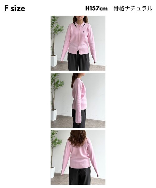 U.S. POLO ASSN.（ユーエスポロアッスン）の「襟付きニットボタンカーディガン（カーディガン/ボレロ・レディース・ネイビー/ピンク/アイボリー/チャコールグレー・FREE）」の21枚目の写真