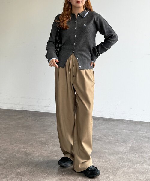 U.S. POLO ASSN.（ユーエスポロアッスン）の「襟付きニットボタンカーディガン（カーディガン/ボレロ・レディース・ネイビー/ピンク/アイボリー/チャコールグレー・FREE）」の7枚目の写真