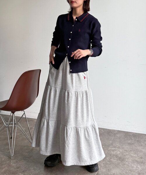 U.S. POLO ASSN.（ユーエスポロアッスン）の「襟付きニットボタンカーディガン（カーディガン/ボレロ・レディース・ネイビー/ピンク/アイボリー/チャコールグレー・FREE）」の12枚目の写真