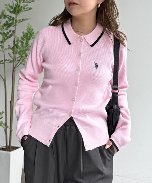 U.S. POLO ASSN.（ユーエスポロアッスン）の「襟付きニットボタンカーディガン（カーディガン/ボレロ・レディース・ネイビー/ピンク/アイボリー/チャコールグレー・FREE）」の13枚目の写真